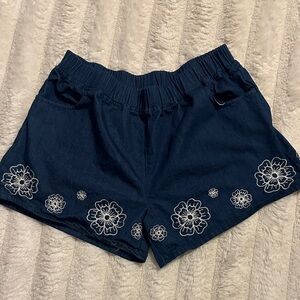 Umgee Navy Floral Women's High Waist Shorts